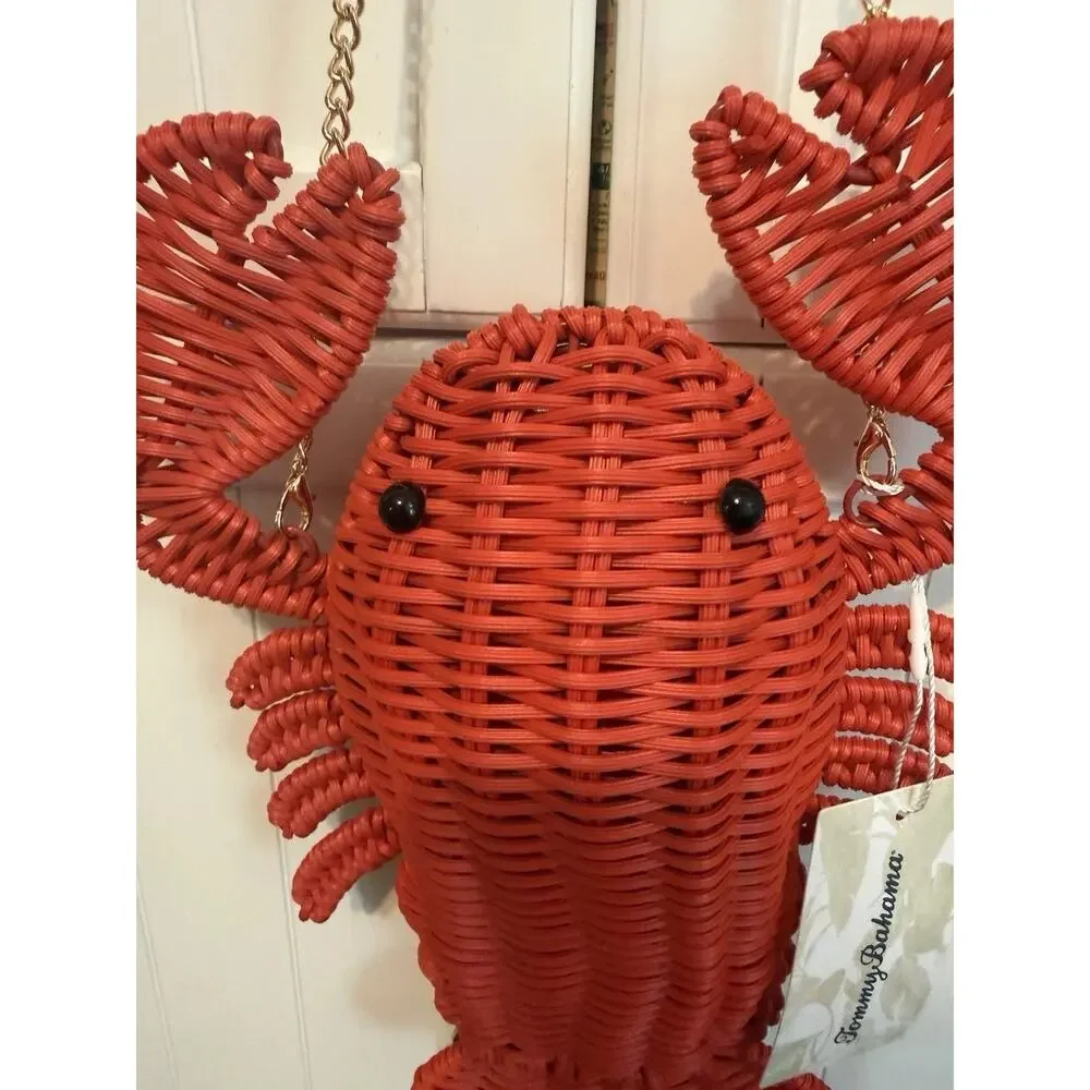Tommy Bahama Lobster Crossbody Wicker Rattan Viral Purse Matte Red Style AZ0017